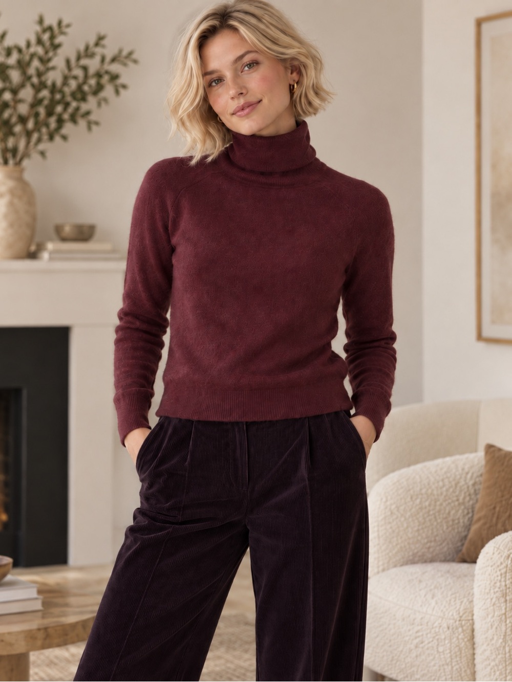 Quince 100% Mongolian Cashmere Turtleneck Rich Burgundy Small